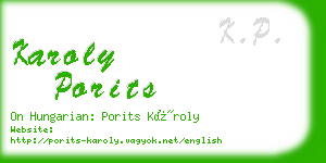 karoly porits business card